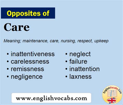 antonyms of care|What is the opposite of care .